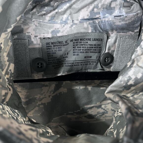 Camo Rain Parka Sz M ABU AF NonSticky Waterproof Hunting Fishing ORC Industries - Picture 6 of 9